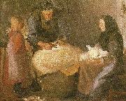 Anna Ancher et far  klippes oil on canvas
